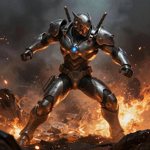 Epic Battle Scene with Futuristic Fighter