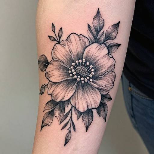 Pointillism Floral Tattoo Design