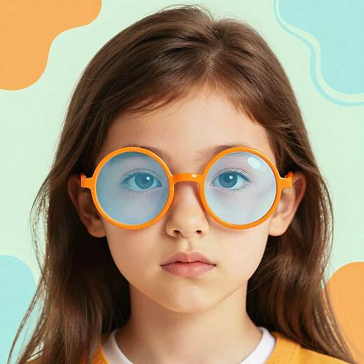 Young Girl Portrait with Round Glasses