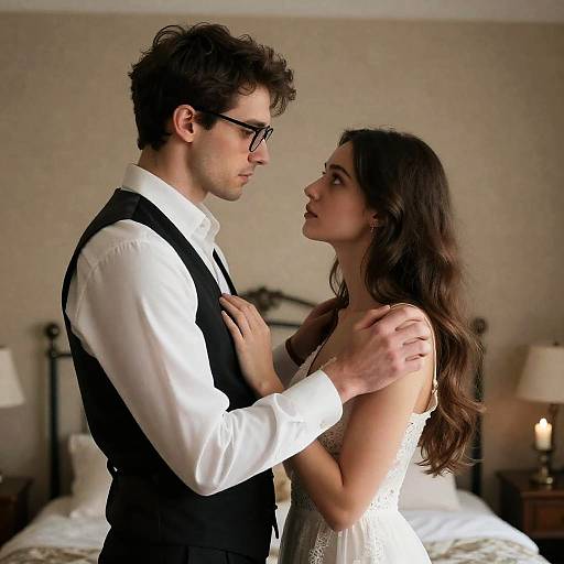 Intimate Bedroom Scene: A Romantic Moment