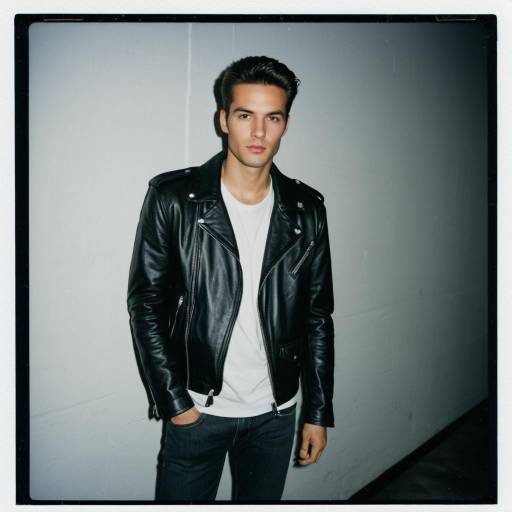 Casual Urban Man in Black Leather Jacket