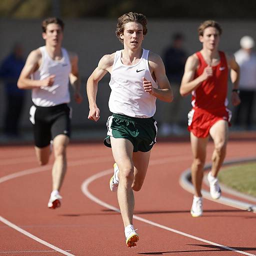 Male Runner Sprinting on Outdoor Track