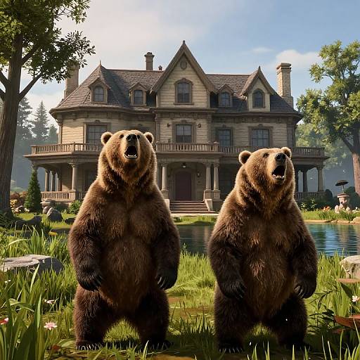 Giant Grizzly Bears at Braithwaite Mansion