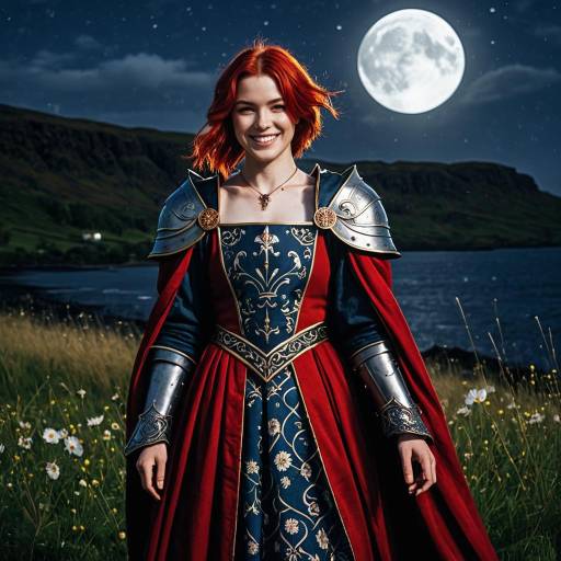 Medieval Warrior Woman Under Full Moon