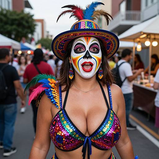 Vibrant Woman at Urban Festival