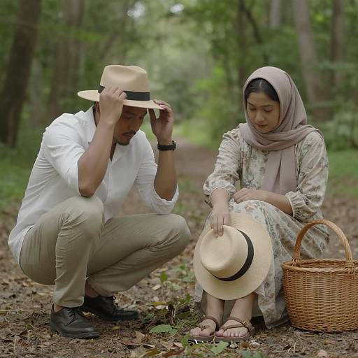 Intimate Moment on a Forest Path