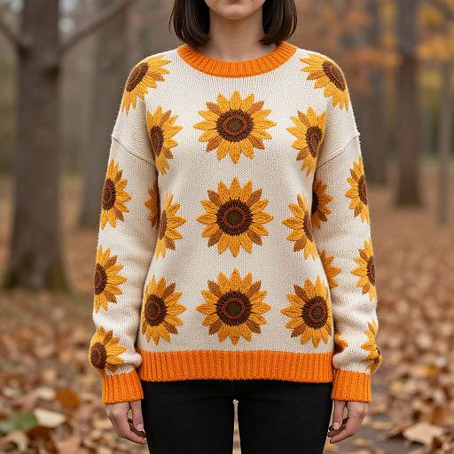 Woman in Sunflower Knitted Sweater
