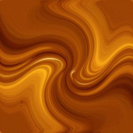Abstract digital art with swirling, wavy patterns in warm shades of yellow, orange, and brown, creating a hypnotic, fluid motion effect.