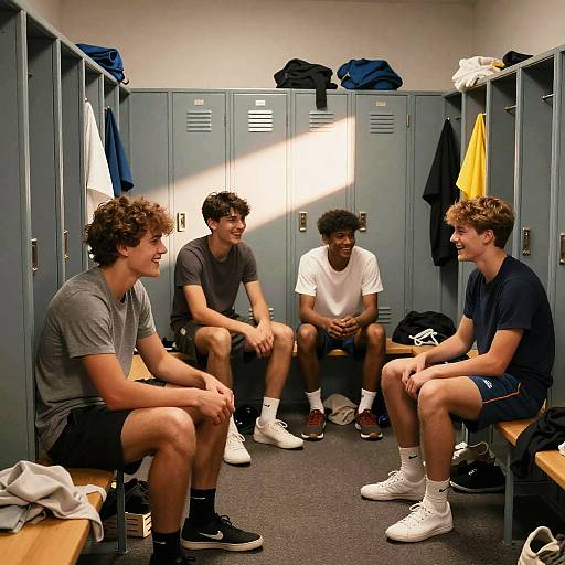 Teen Boys Busy in Locker Room