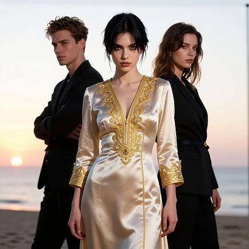 Venice Verdi in Embroidered Silk Dress