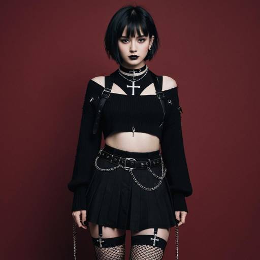 Gothic Style Woman with Black Outfit
