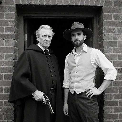 Dramatic Black-and-White Portrait of Two Men