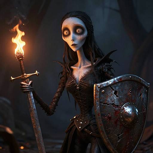 Cursed Knight with Rusted Sword and Cracked Shield