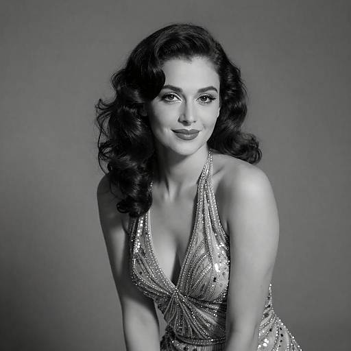 Vintage Style Woman in Sparkling Dress