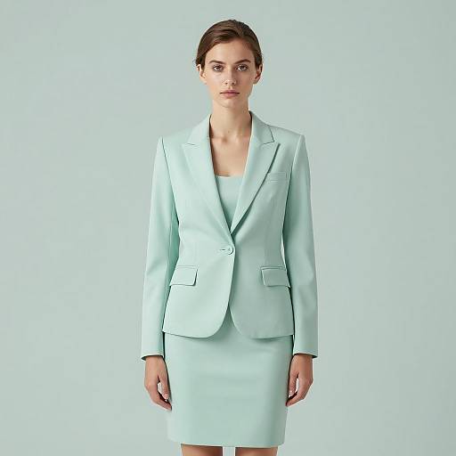 Woman in Mint Green Business Suit