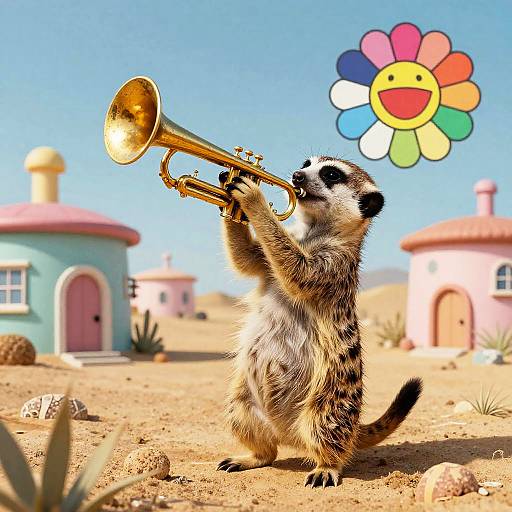 Jazzy Meerkat in Pastel Desert