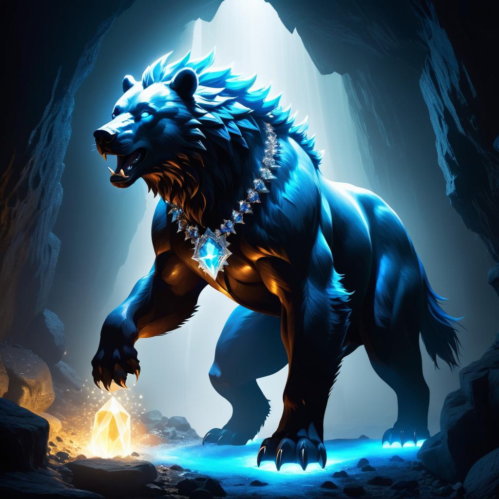 Majestic Centaur-Bear in Crystal Cavern