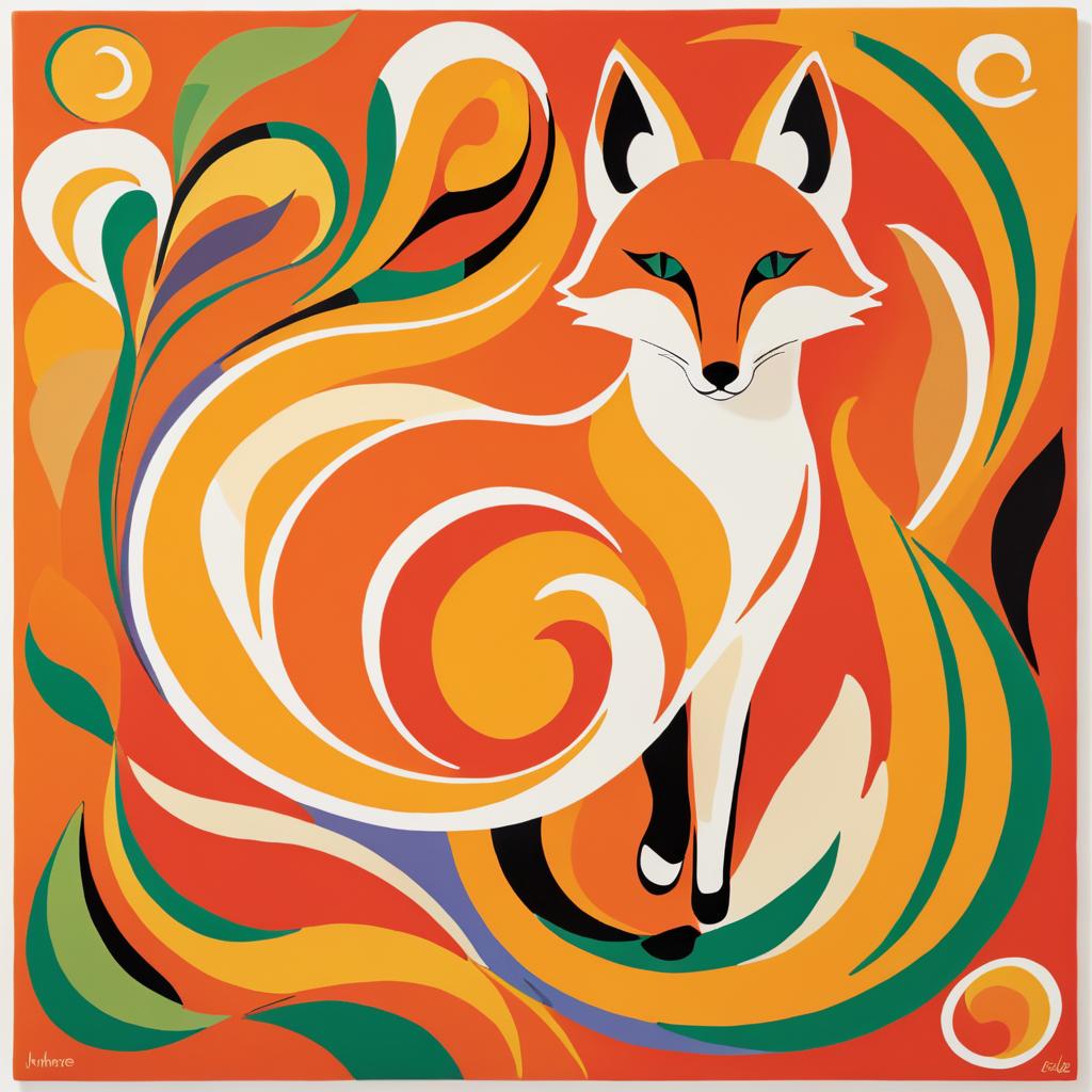 Vibrant Matisse-Inspired Fox Art