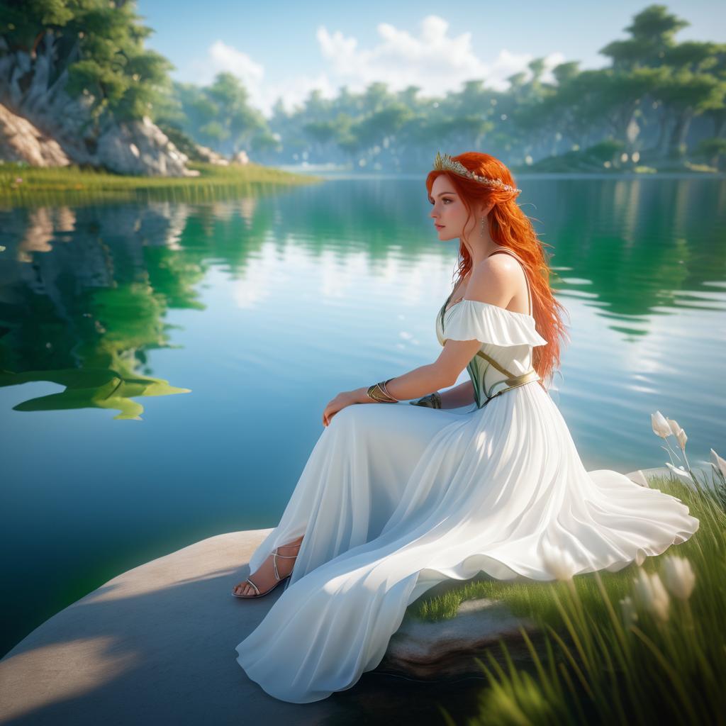 Elegant Redhead Elf Warrior by the Lake