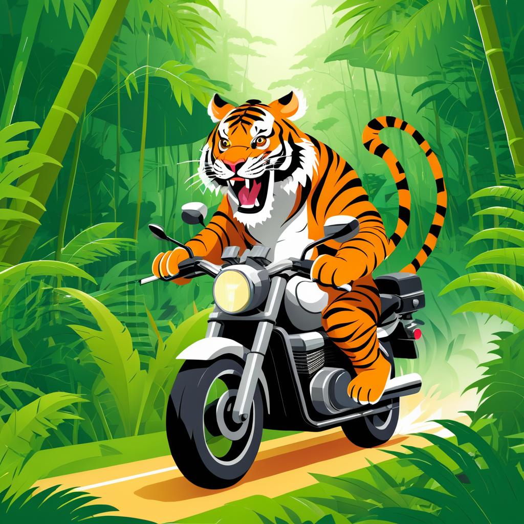 Tiger on Motorcycle: Jungle Adventure