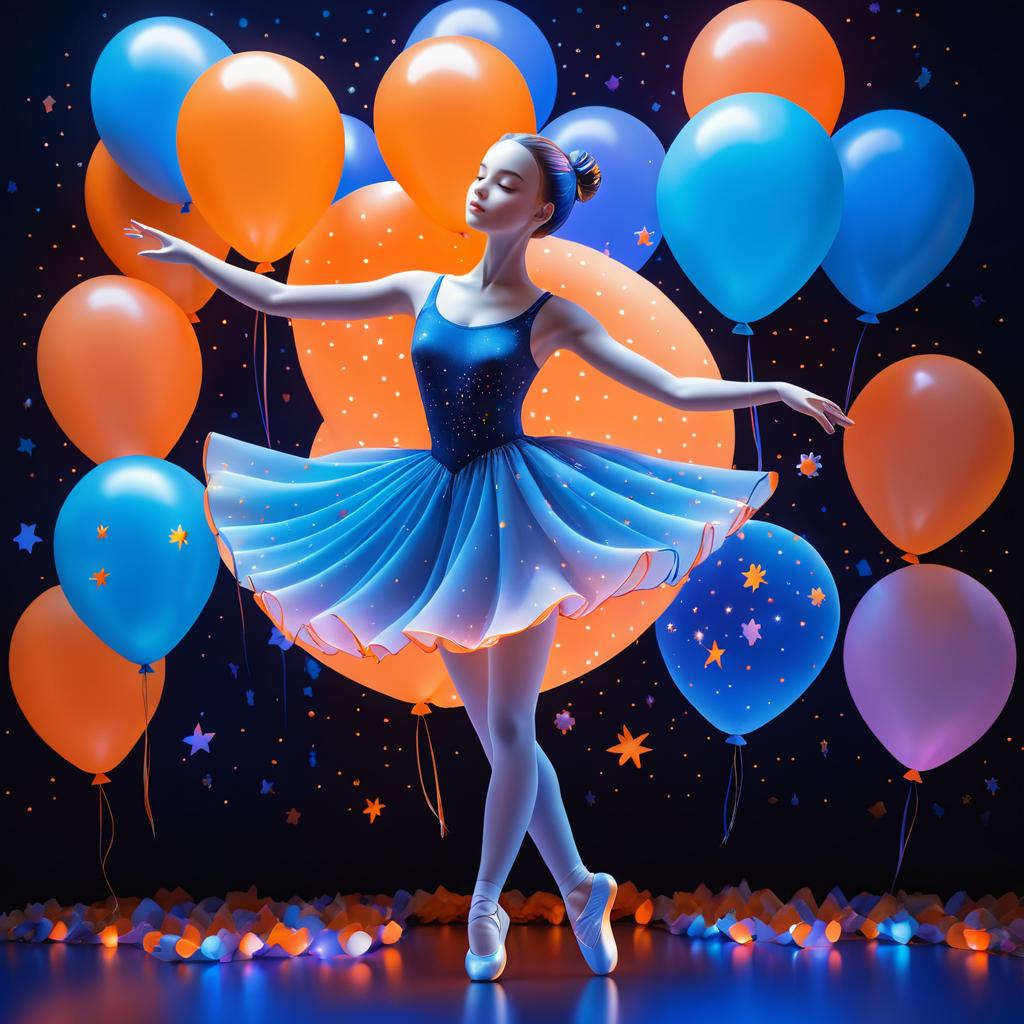 Mystical Ballerina with Colorful Balloons