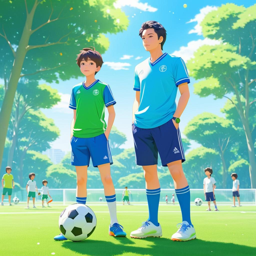 Heartfelt Father-Son Soccer in Anime Style