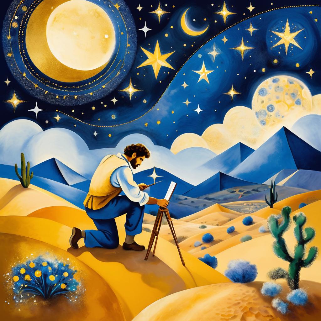 Chagall-Inspired Muralist in Desert Night