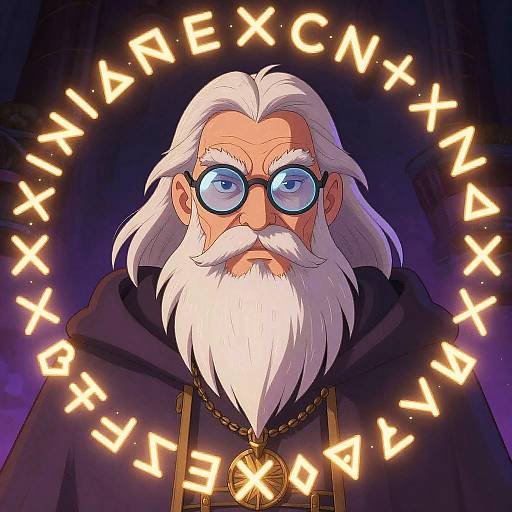 Wise Wizard with Glowing Runes