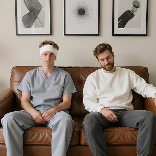 Casual Moment on a Leather Couch