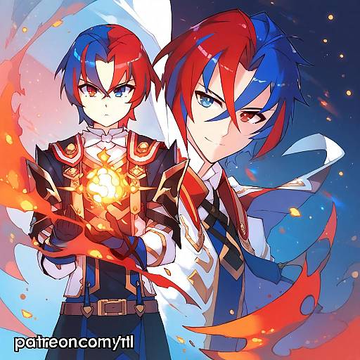 Illustration of Alear (male) (fire emblem), fire emblem in the style of Rtil