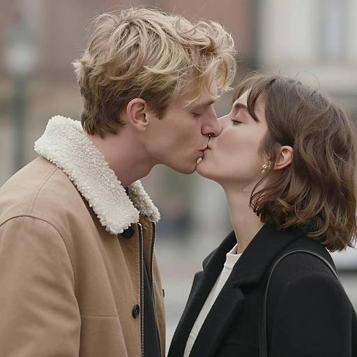 Intimate Kiss Between a Couple