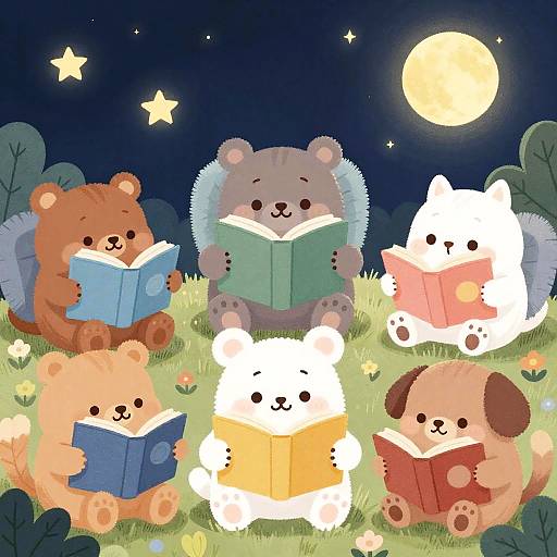 Cozy Bedtime Animal Story Illustrations