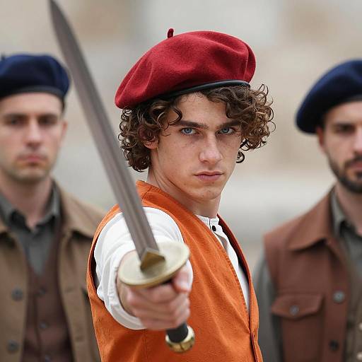 Intense Portrait of a Young Swordfighter