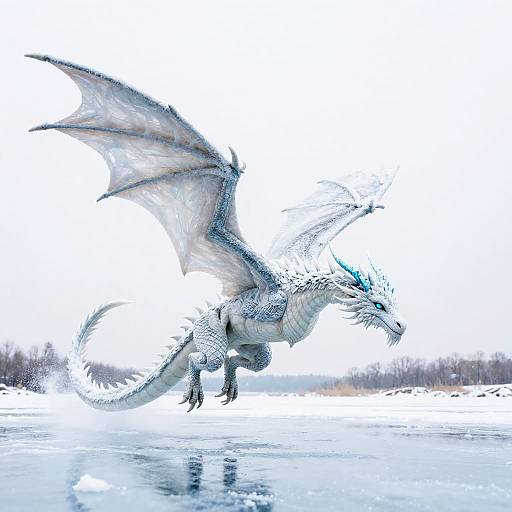 Icy White Dragon Mid-Dive