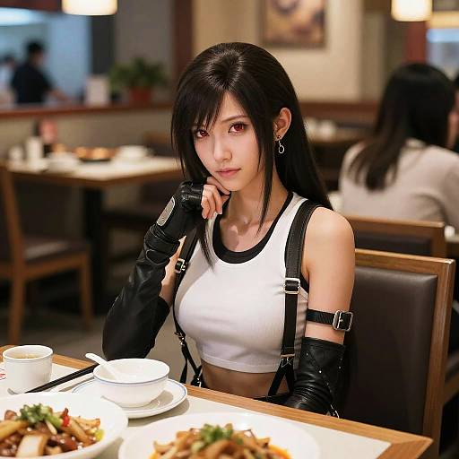 Photorealistic POV of Tifa at Table