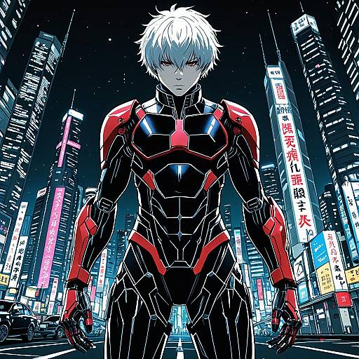 Cybernetic Anime Warrior in Neo-Tokyo