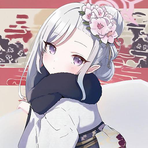 Illustration of Mutsuki (new year) (blue archive), blue archive in the style of Witoi (roa)