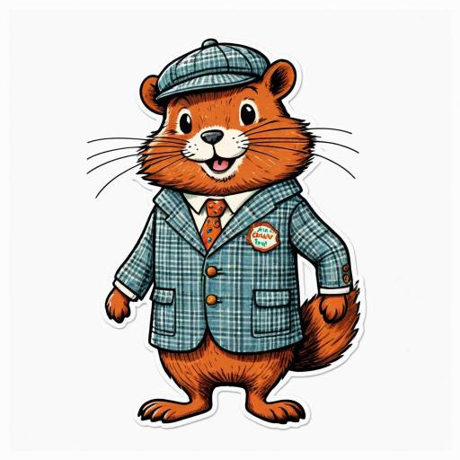 Anthropomorphic Beaver in Tweed Suit Sticker