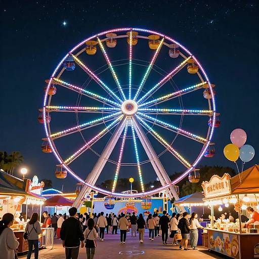 Colorful Megawheel at Festive Amusement Park