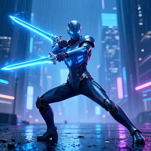 Cybernetic Warrior Dual Sword Pose