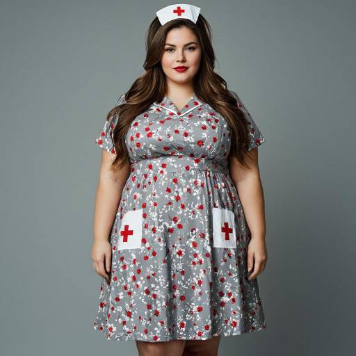 Plus Size Woman in Nurse Dress