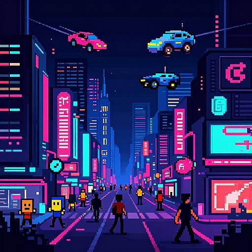 Cyberpunk City Pixel Art Conversion