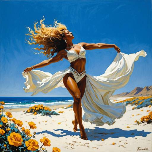 Goddess Dancing on Desert Beach
