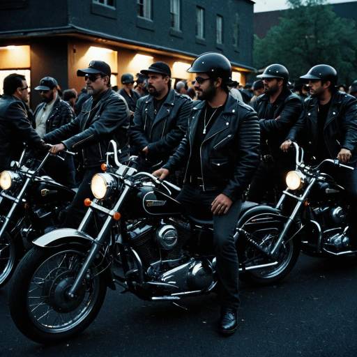 Bikers Gathering at Dusk in Leather Jackets