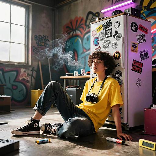 Carefree Indie Filmmaker in Urban Studio