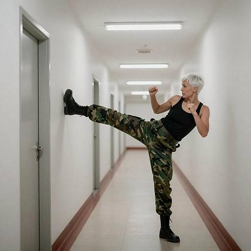 Dynamic Combat Scene in Hallway