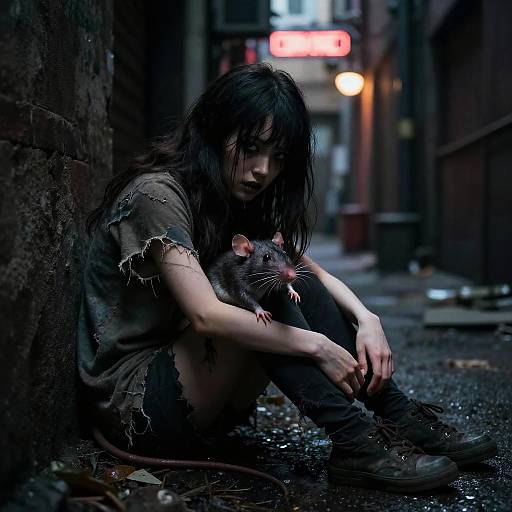 Rat Girl in Dark Alley