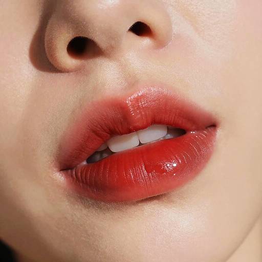 Vibrant Red Lipstick Macro Shot