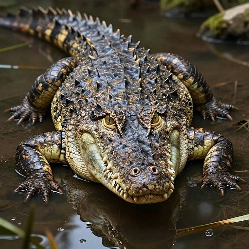 Detailed Illustration of Anthro Crocodile in Swamp