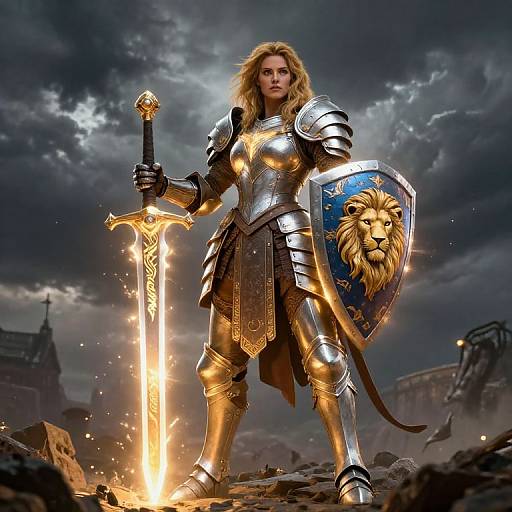 Female Leonin Paladin in Epic Battle